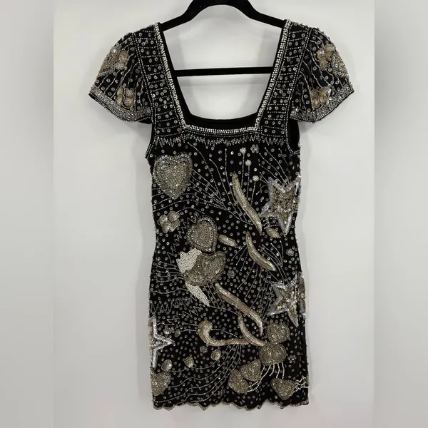 Loveshackfancy party embroidered sequence star mini Davis dress size small 4 - Image 8