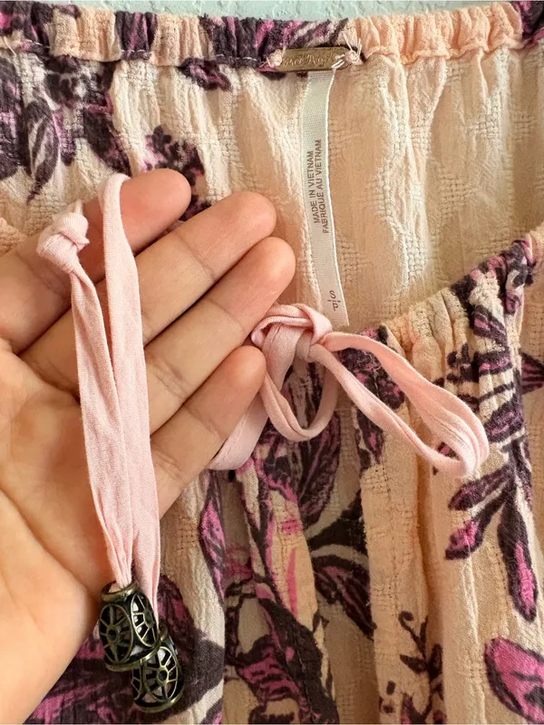 Free People Sunbaked Swing Dress in Peach Combo sz small - Image 6