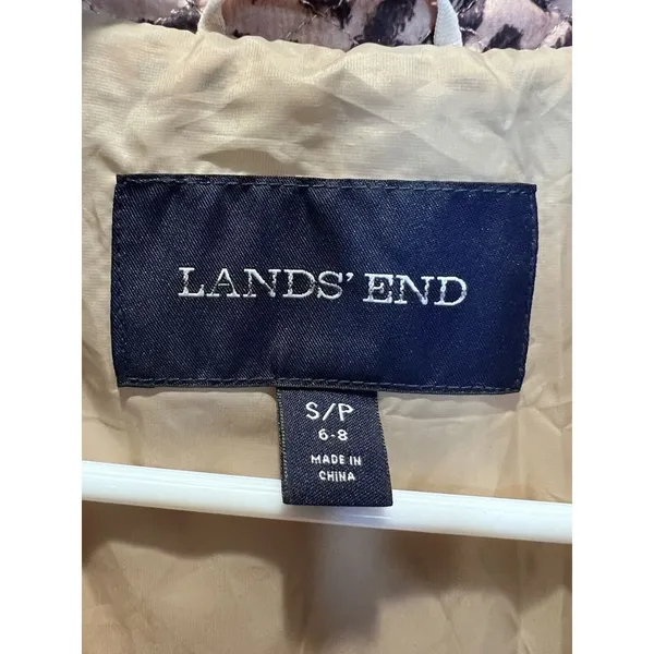 Land's End Cheeta Print Quilted Jacket Primaloft‎ Size Small - Image 5