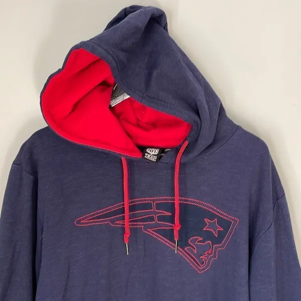 NFL Women’s Patriots Hoodie Sweatshirt Football Team Logo Embroidered Blue Red X - Image 2