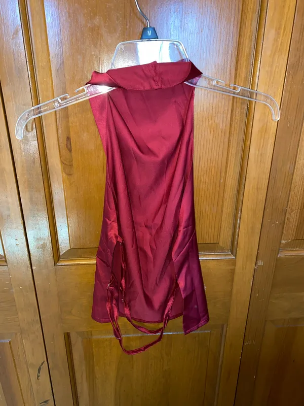 SheIn Maroon Halter High Neck Open Back Tank - Image 2