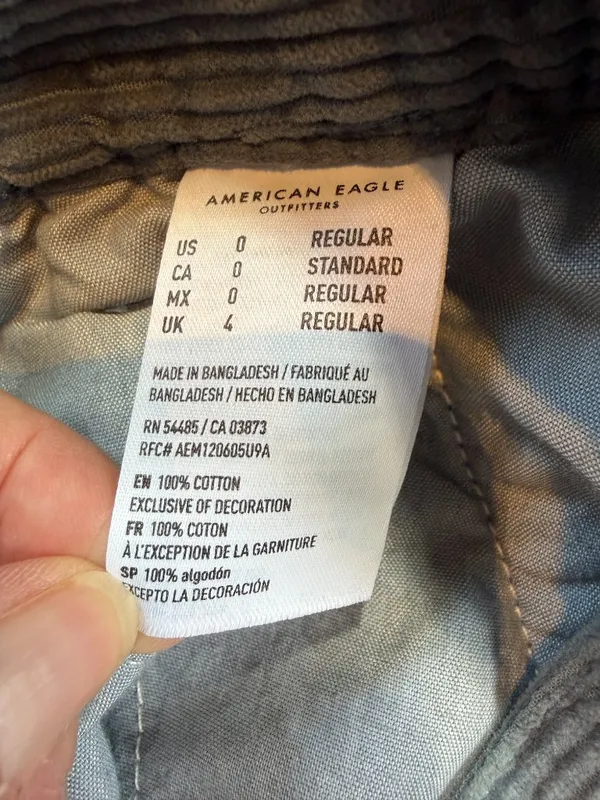 American Eagle Hi Rise A Line Grey Corduroy Zip Front Mini Skirt Size 0 - Image 7