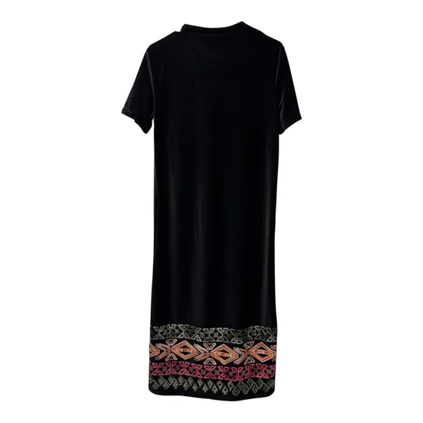 Zara Trafaluc Women's-S Velvet‎ Maxi Dress Embroidery Black BOHO - Image 5