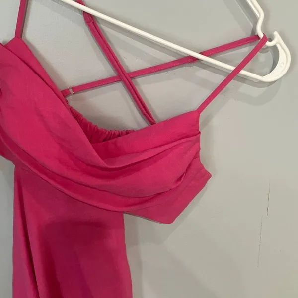 Showpo mayson cowl neck side cut out mini slip dress PINK size 10 NEW #200 - Image 5