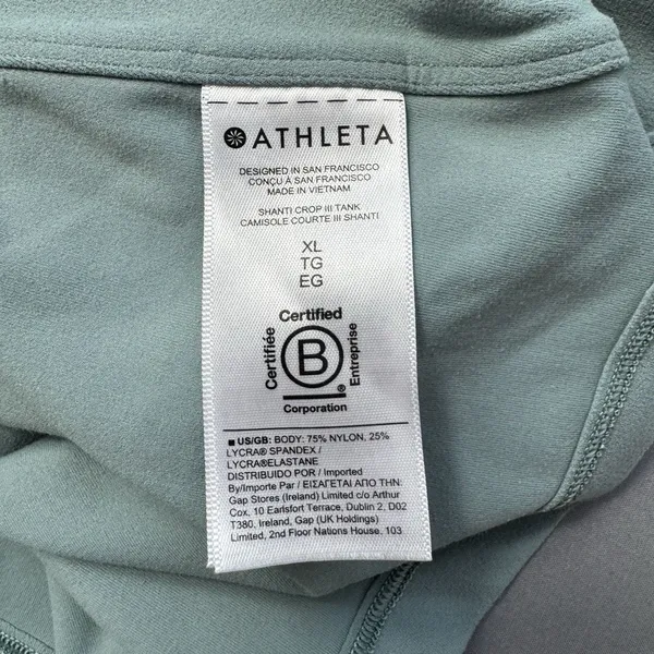 ATHLETA Cropped Tank Top XL Dusty Blue Gym Athleisure Workout - Image 5