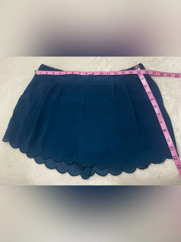 Mine Dark Blue Scallop-Hem High Waist Pull On Shorts Size Large - Image 5