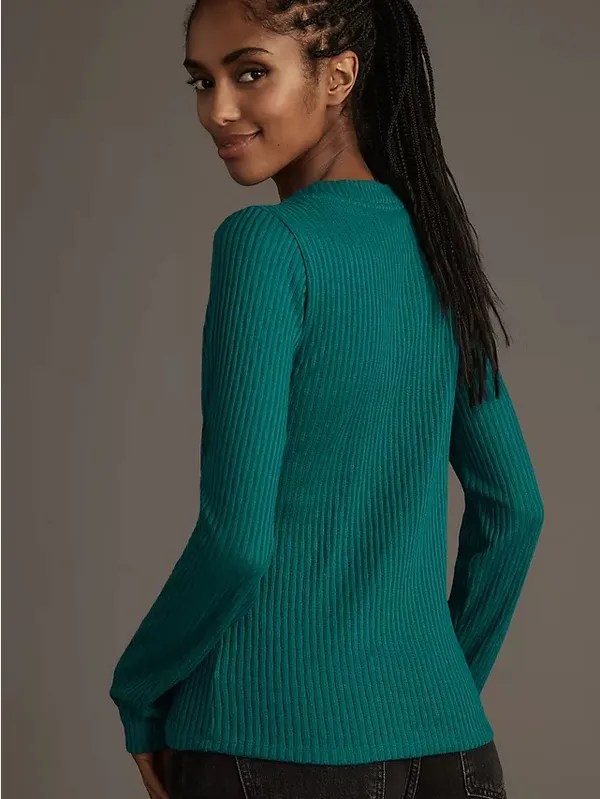 Anthro Pilcro Sheer Layering Top NWT Medium Green Jade - Image 4