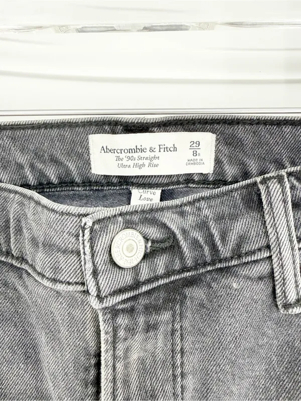 Abercrombie & Fitch‎ The 90s Straight Leg Curve Love Jeans Women's 29 Gray Black - Image 6
