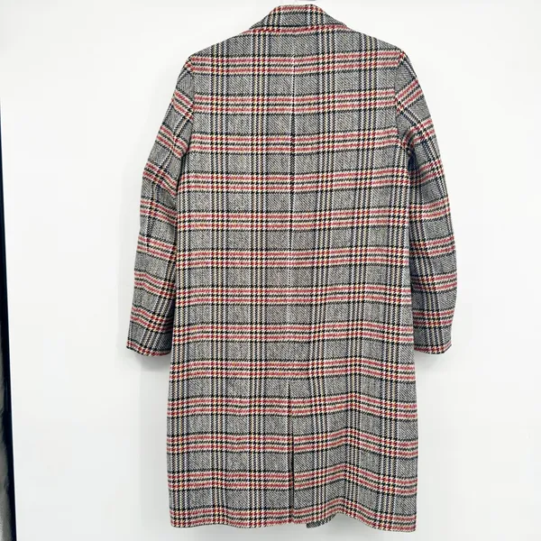Zara Womens Plaid Wool‎ Blend Double Breasted Dark Academia Longline Coat Size M - Image 10