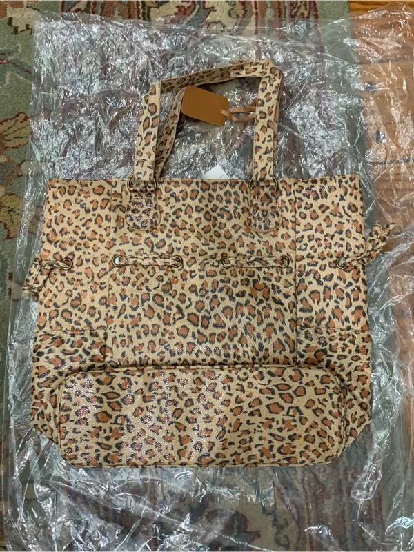 Neiman Marcus Leopard Print Large Tote Bag Women’s Brown New With Tags - Image 3