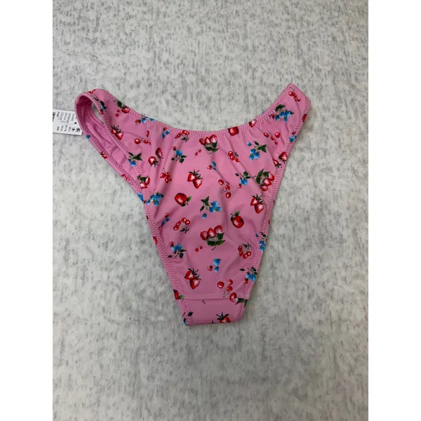 PacSun Eco Pink‎ Fruit Print V-Front High Cut Bikini Bottom Small NWT - Image 6