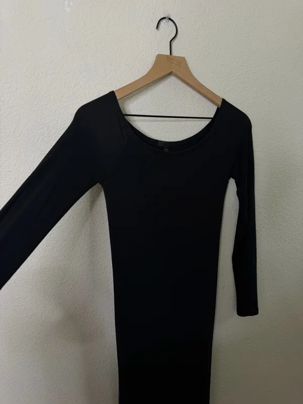 ATM Modal‎ Rib Long Sleeve Long Sleeve Midi Dress Black Womens Size S - Image 3