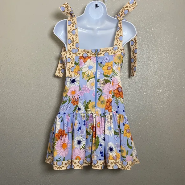 Madewell x Aqua Bendita Joaquina Mini Dress XS Colorful Ruffle Feminine Bow - Image 2