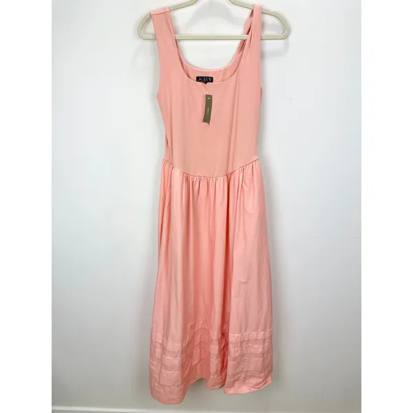 J.Crew Drop Waist Mixy Dress Midi Cotton A Line Minimalist Blush Pink Small NWT - Image 4