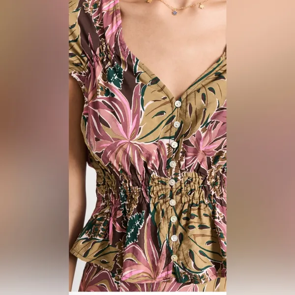 Madewell Shirred Cap Sleeve Top‎ SIZE L NWOT FLORAL - Image 2