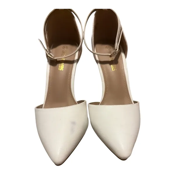 Dream Paris White Ankle Strap Pointed Toe Stilettos, Size 9.5 - Image 3