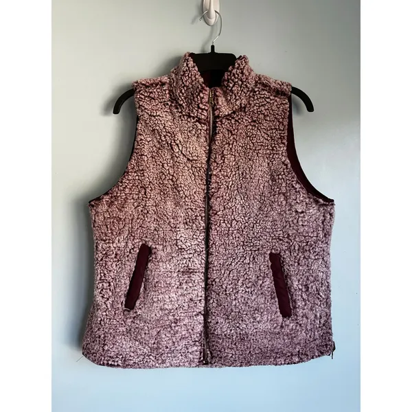 Miami Francesca's Reversible Sherpa Quilted Vest Maroon Women's Large Fall Cozy - Image 4