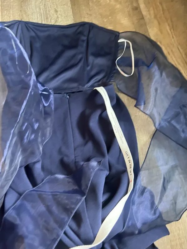 Lucy In The Sky Navy Blue Strapless Back Bow Corset Maxi Dress XXS - Image 12