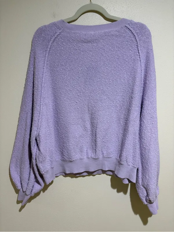 Free People Found My Friend Textured Pullover Sweatshirt Lilac Purple Small - Image 8