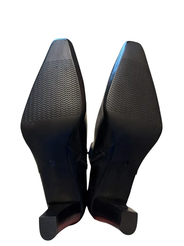 Worthington Madison Black Vegan Leather Block Heel Side Zip Ankle Booties 8 NIB - Image 11