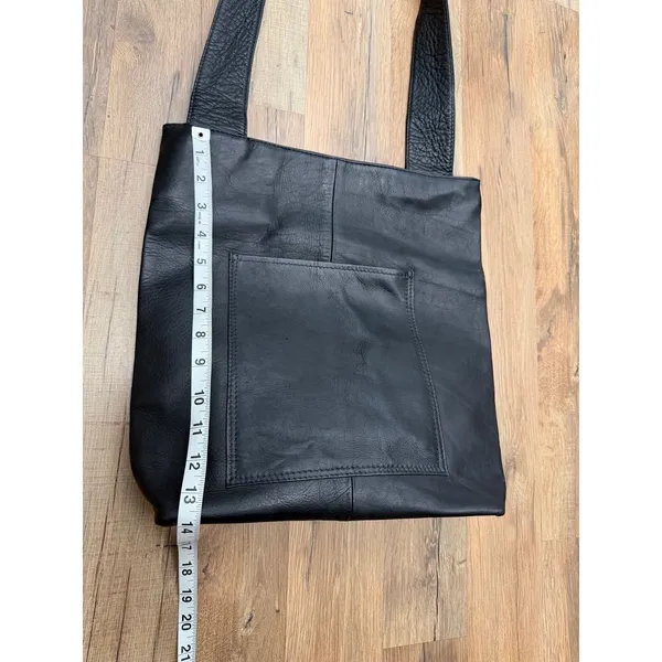 HOBO International Black Leather Tote Shoulder Bag Large Pocket Vintage - Image 7