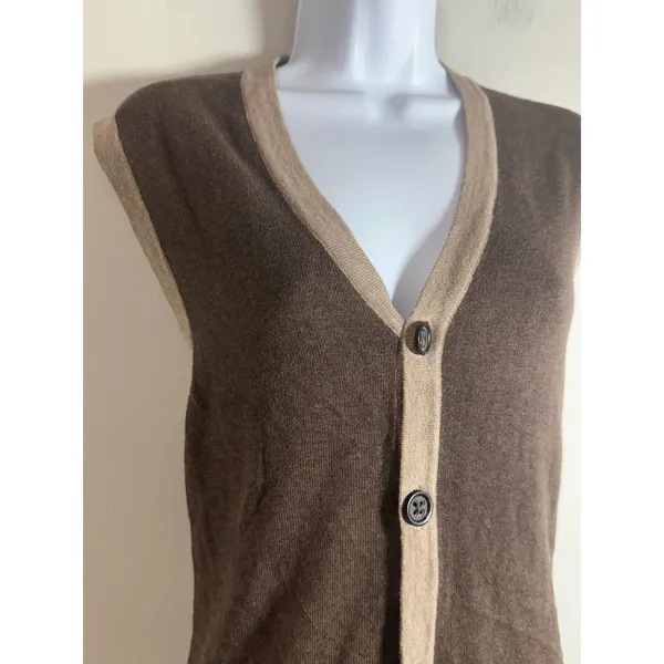 Banana Republic Womens Brown Cotton Button Front Cardigan Sweater‎ Vest Small - Image 5