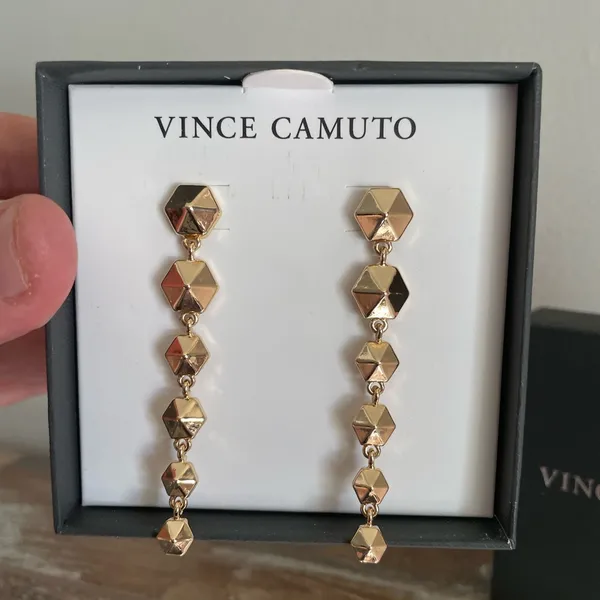 Vince Camuto Gold Pyramid Drop Earrings - Image 3