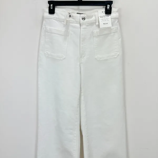 Madewell The Curvy Emmy Wide Leg Jean Super Stretch Denim Tile White US 28 NWT - Image 9