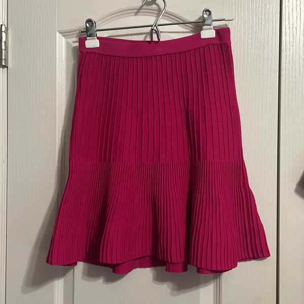 Cut25‎ by Yigal Azrouel Pink Techno Knit Skirt Preppy Coquette Academia Career - Image 2