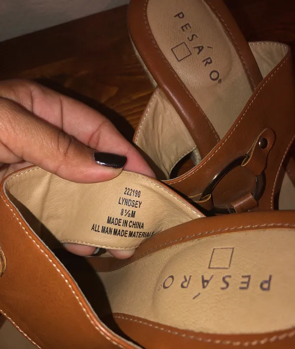 Pesáro Brown Wedge Sandals Size 8.5 - Image 3