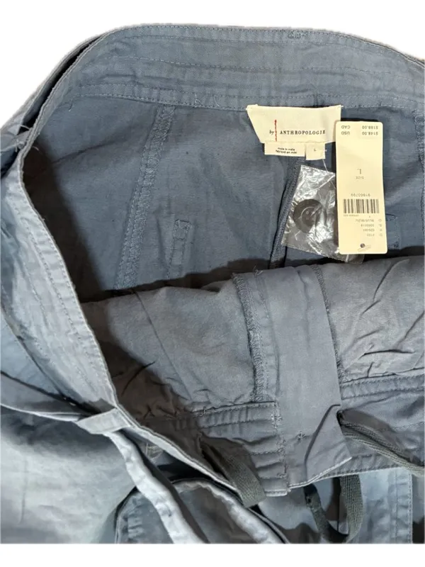 NWT Anthropologie L Washed Linen Blend Jogger Pants Eyelet Blue Drawstring - Image 10