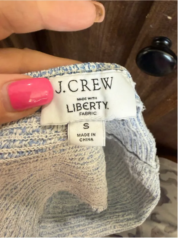 Women's J.Crew Liberty Fabric Halter Crop Top Blue White Size S - Image 4