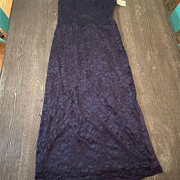 Sam Edelman Navy Lace Sleeveless Midi Dress Square Neck Women's Cocktail Wedding - Image 4