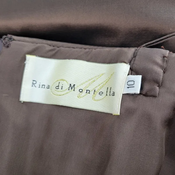 Rina di Montella Silk Jacket Dress 2 Pc 10 Brown Trumpet Tiered Mother of Bride - Image 16