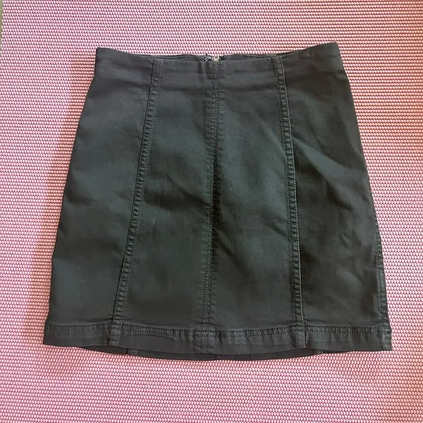 Free People Modern Femme Washed Black Denim Mini Skirt - Image 2