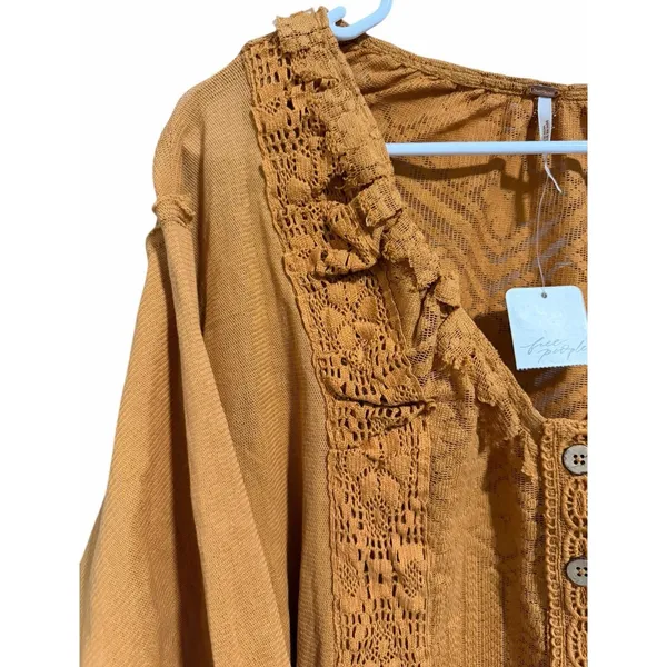 Free People Mae Tunic Top Ruched Pleated Blouse Russet Orange Women's Size XS‎ - Image 7