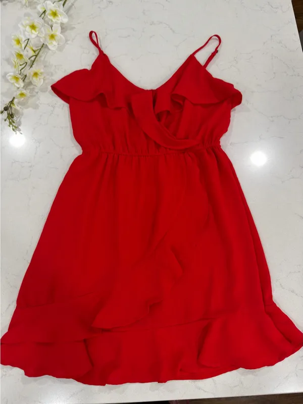 Japna Red Ruffle-Trim Mini Dress - Image 2