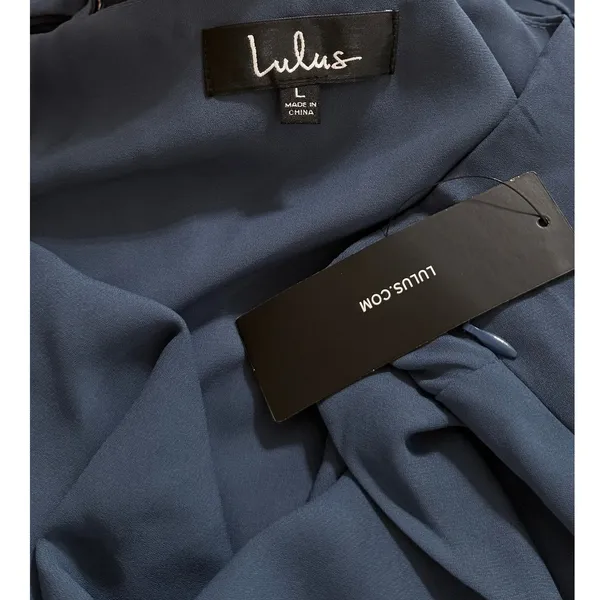 Lulus V-Neck Slip Dress in Denim Blue size Large NWT - Image 4