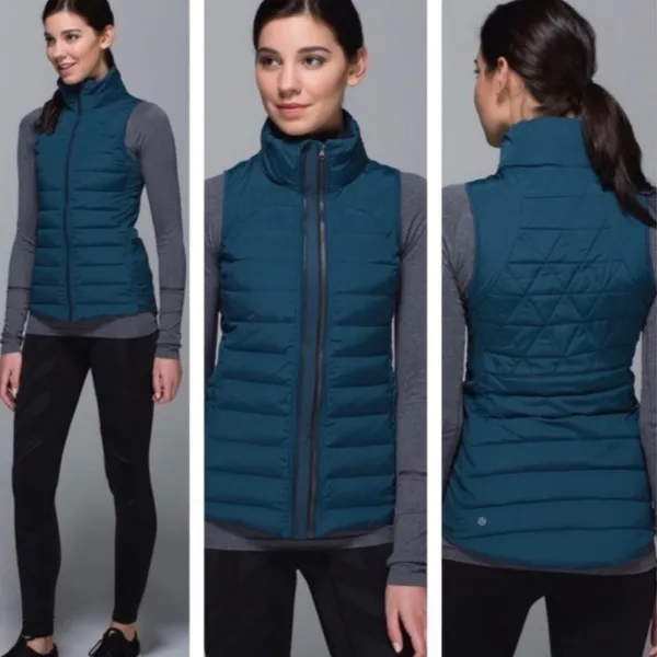 LULULEMON Fluffed Up Down Vest Size‎ 4 In Alberta Lake Teal - Image 2