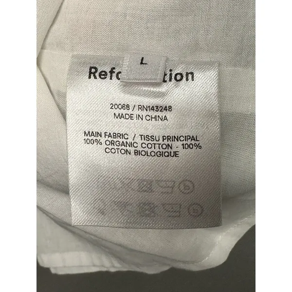 Reformation Cami Top Women Large White Ruffle Smocked Open Back Organic Cotton - Image 4