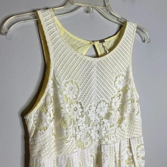 Free People Rocco White & Yellow Lace Dress - Image 3