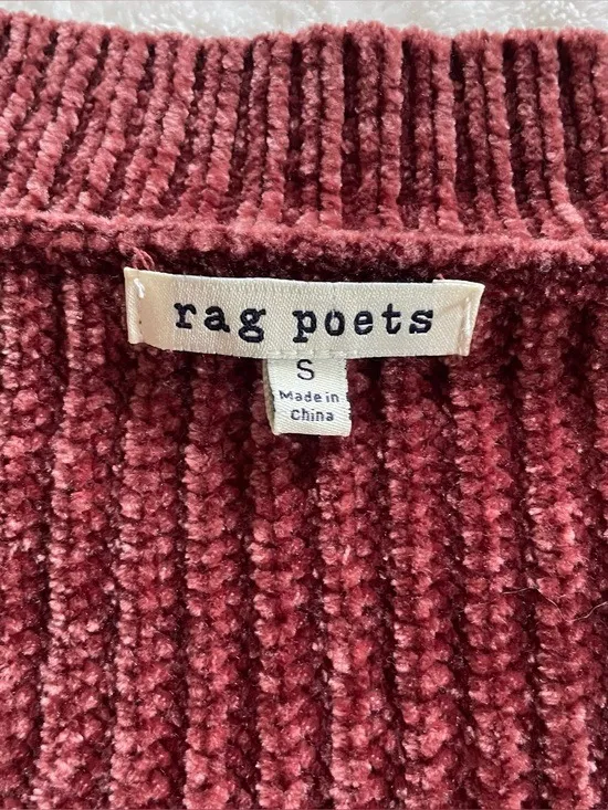 Rag Poets Burnt Maroon Knit V Neck Sweater size S - Image 3