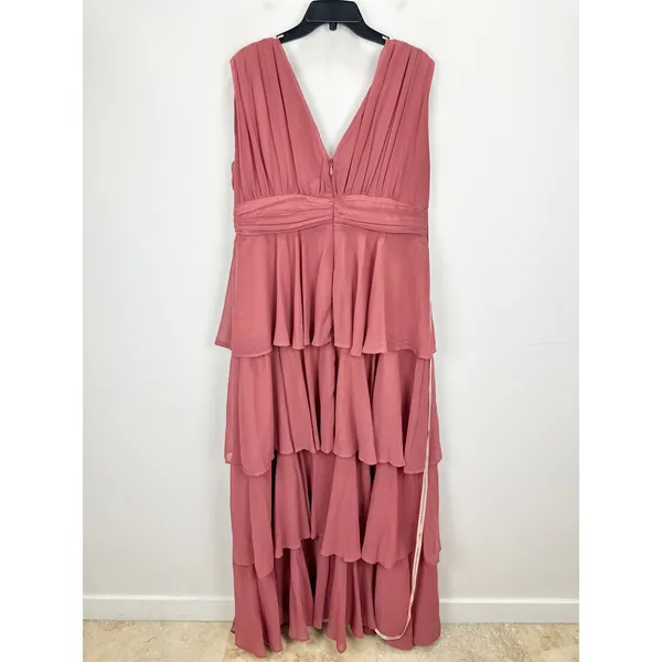 Lulus Amazing Evening Dark Rose Pink Tiered Maxi Dress Chiffon Formal 1X NWT - Image 7