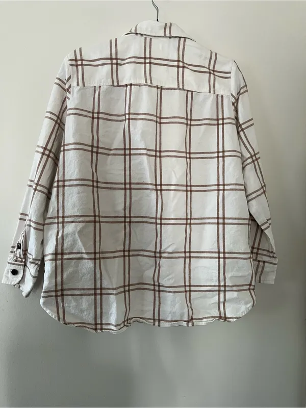 J crew White Brown Plaid Flannel Button Down Shirt Medium Preppy Coastal Western - Image 9