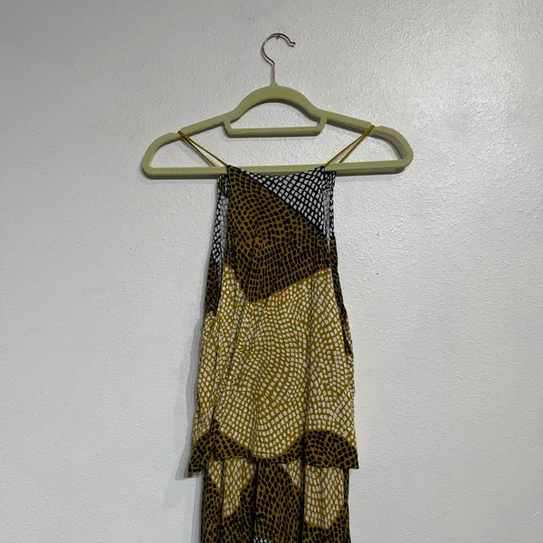 H&M Brown Animal Print Tiered Maxi Dress Sz M - Image 9