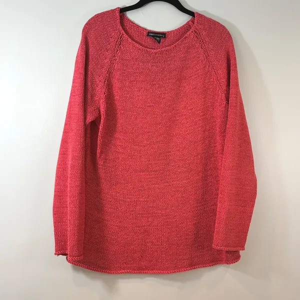 State-ments Knit Sweater Coral Red Long Sleeve Pullover Casual Business-‎ XL - Image 3