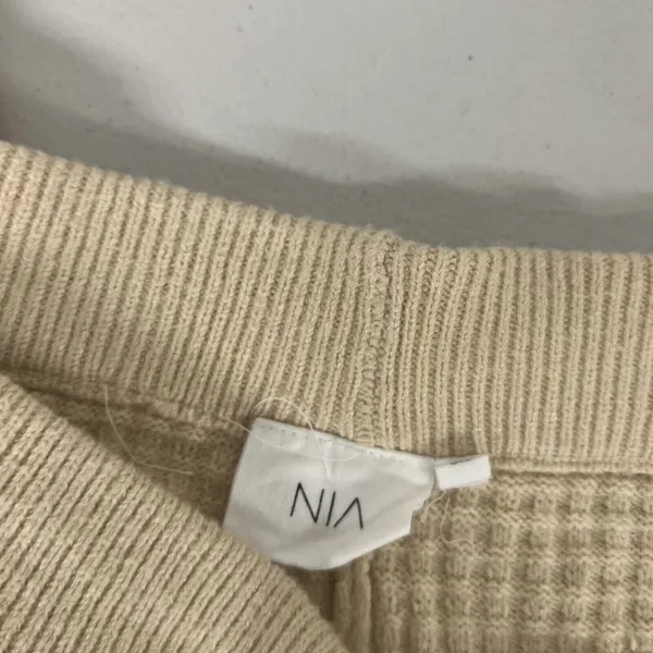 Nia Waffle Knit Stretch Joggers Cream Beige Tan Sz Large L Tall Longer Length - Image 4