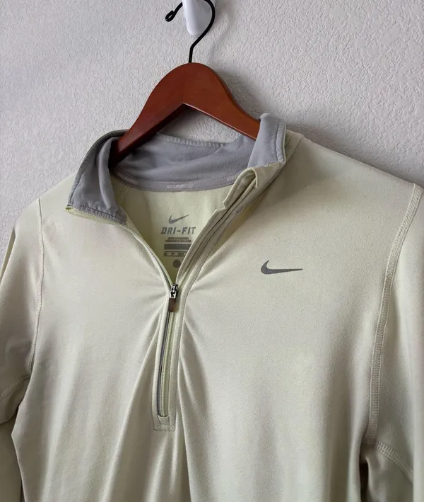 Cream Yellow Nike Running Quarter Zip - Image 3