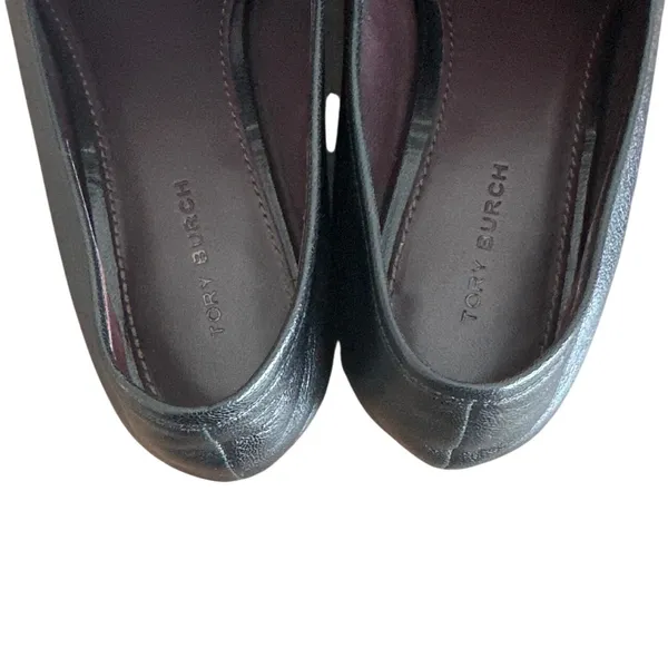 Tory Burch Perrine Loafer Black Leather Horsebit Enamel Gold Size 7.5 - Image 3