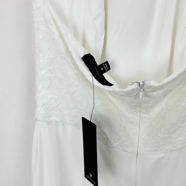 Lulus Love Speaks White Lace Halter Maxi Romper Wedding Bridal Medium NWT - Image 10